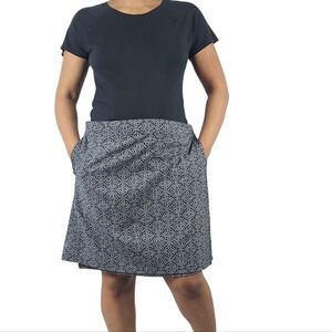 Rip Skirt Black and White Geometric Patterned Wrap Skirt